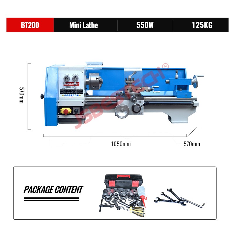 BT200 220v Gear head mini bench lathe machine