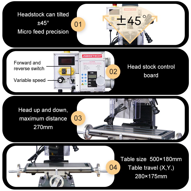 BT20V 600W benchtop milling small mill drill machine for hobby sales