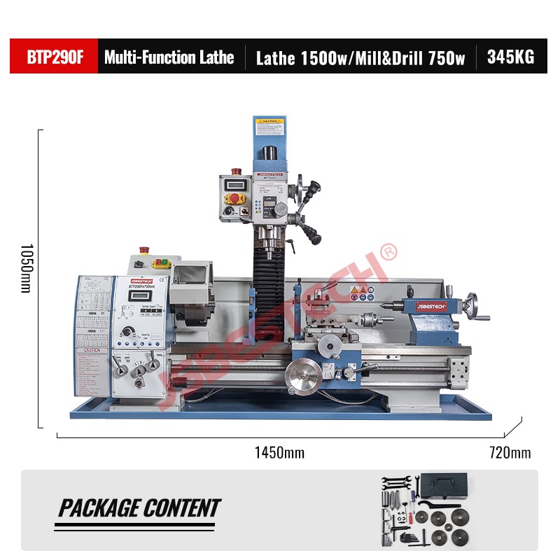 BT290F Brushless motor metal lathe machine with milling head