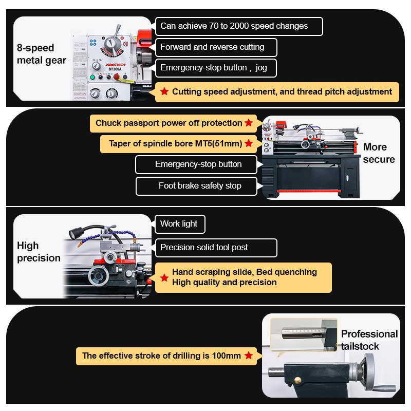 BT360A Wholesale 360mm metal bench lathe