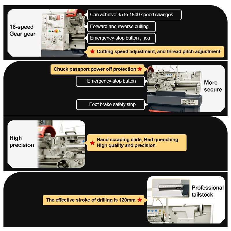 BT410 Metal turning torno lathe machine with taper attachments