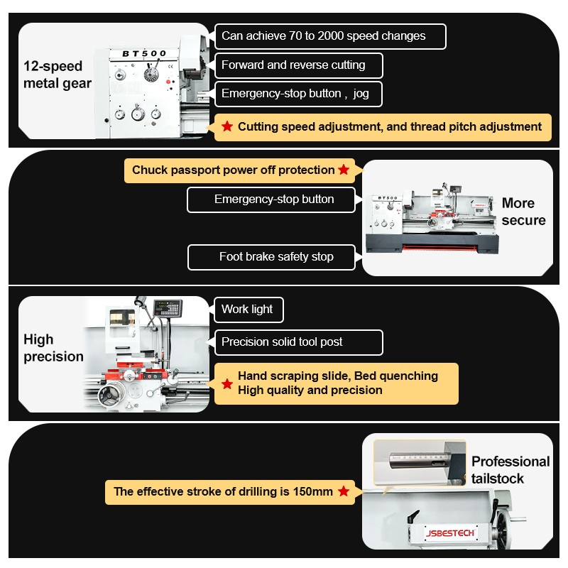 BT500 heavy duty horizontal lathe metal lathe factory manufacturer