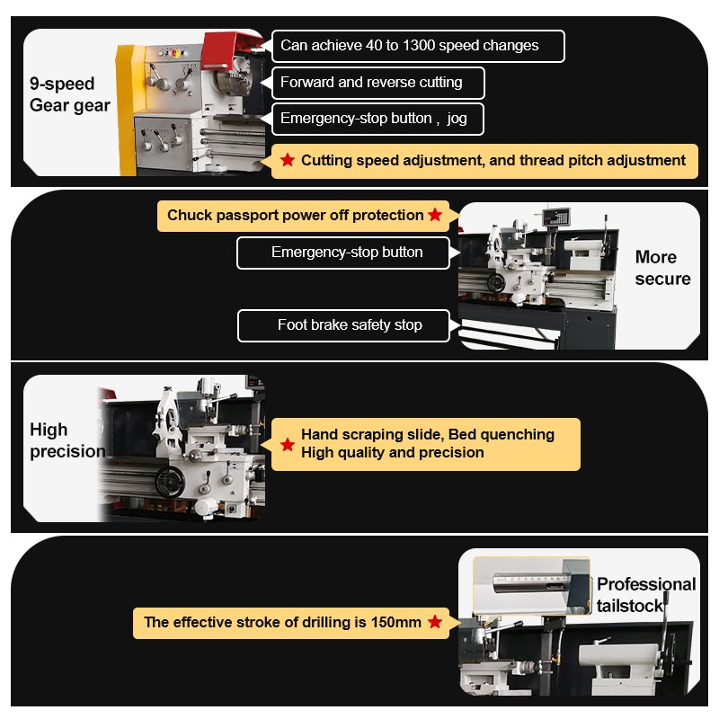 Chinese manual metal lathe machine with large dimensions