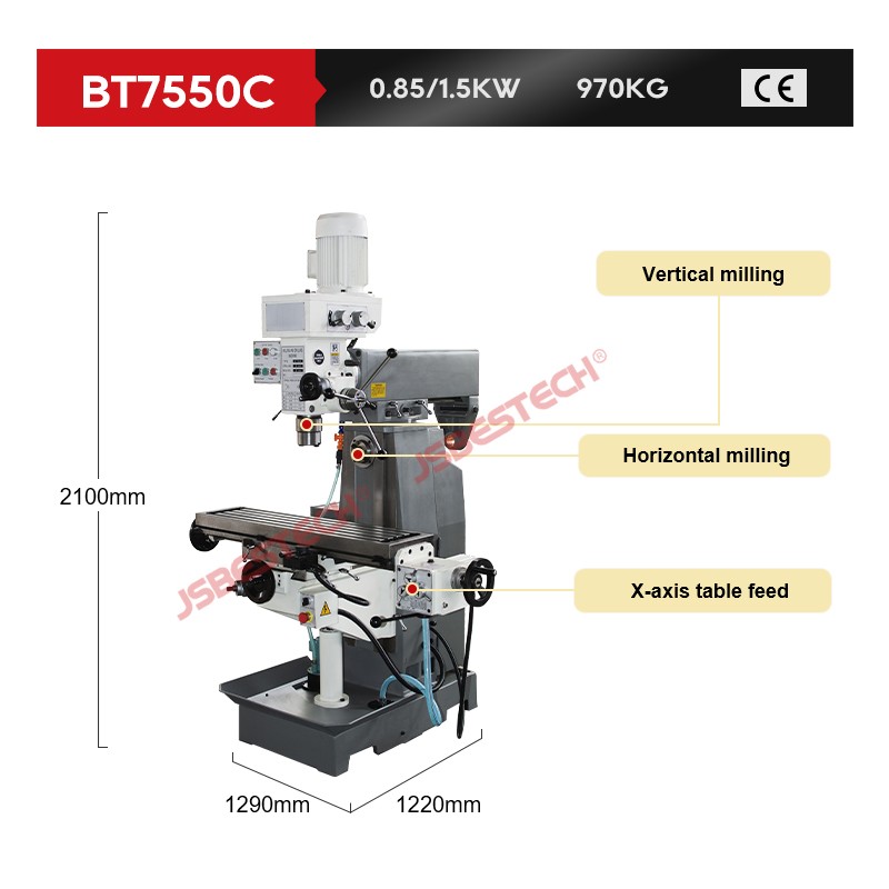 Good Quality BF7550CW Milling Machine Vertical Milling and Horizontal Milling