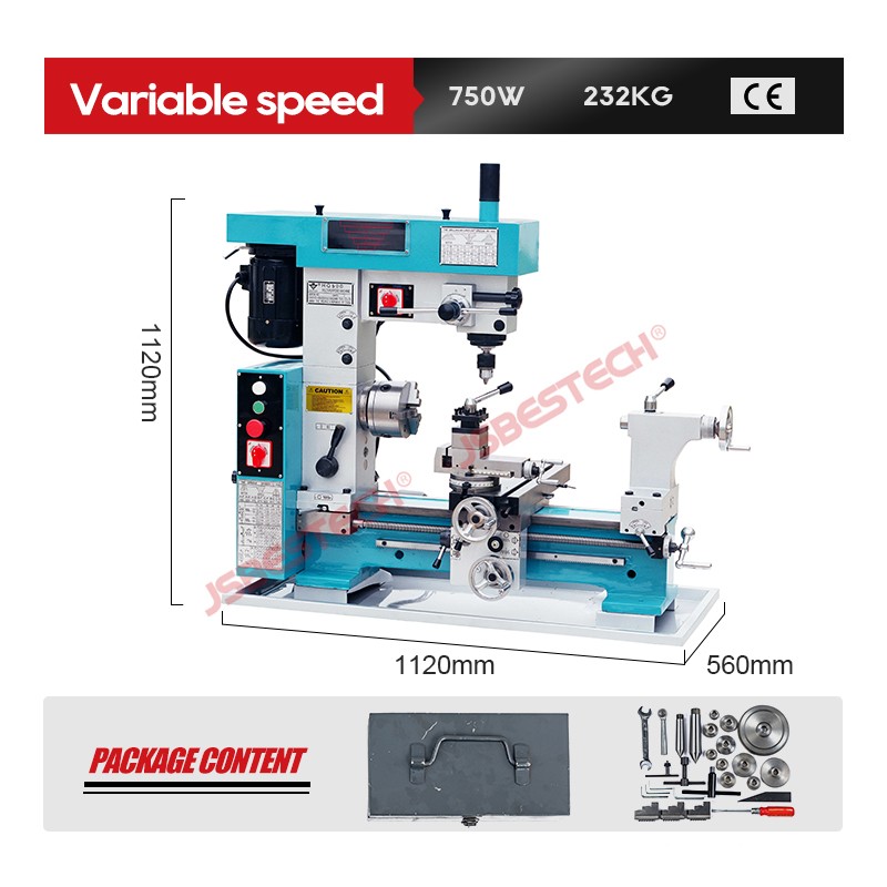 Manual Mini Lathe Milling Machine HQ500 Combo Lathe Milling Machine Metal Combination Lathe Milling Machine