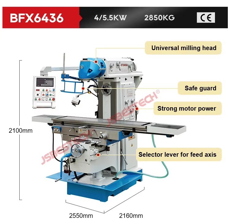 Popular Universal Metal Parts BFX6436 Milling Machine Back to Rotary Table Horizontal Milling Machine