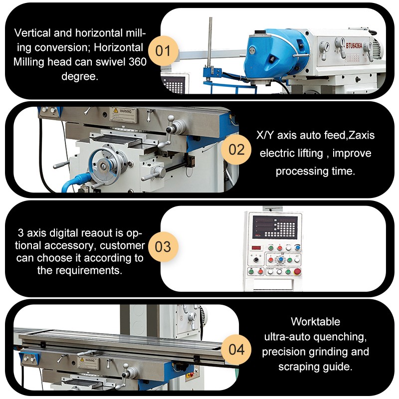 Popular Universal Metal Parts BFX6436 Milling Machine Back to Rotary Table Horizontal Milling Machine